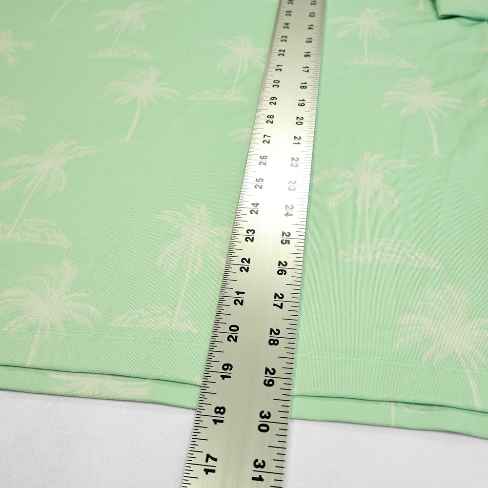 NWT BAD BIRDIE Mens XL Green Palm Tree Print Performance Stretch Golf Polo Shirt - Picture 7 of 7
